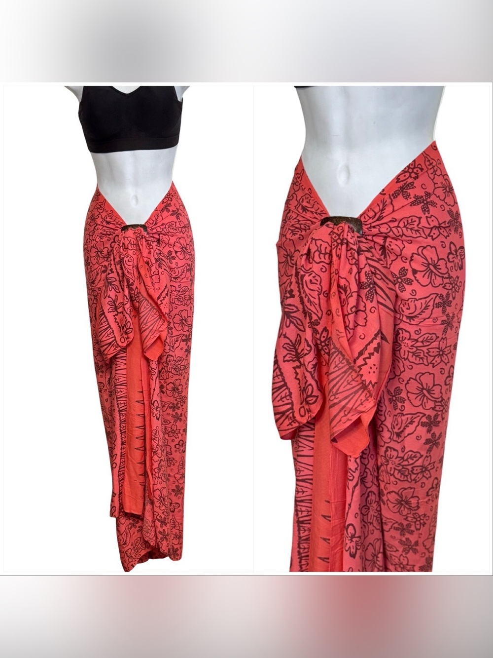 Beautiful Women’s Coral Floral Sarong Cover-Up Wrap
